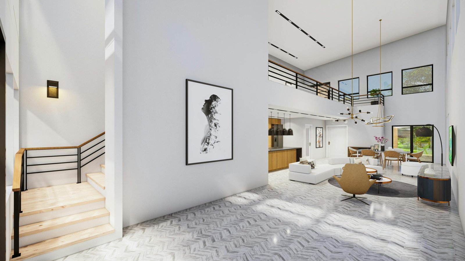 Stunning modern interior with sleek design and ample natural light, offering a spacious and contemporary feel.